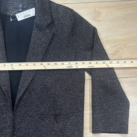 J. Crew 365 XS Sparkly Black Gold Sophie Open Front Sweater Blazer K2426 Party - Picture 6 of 12